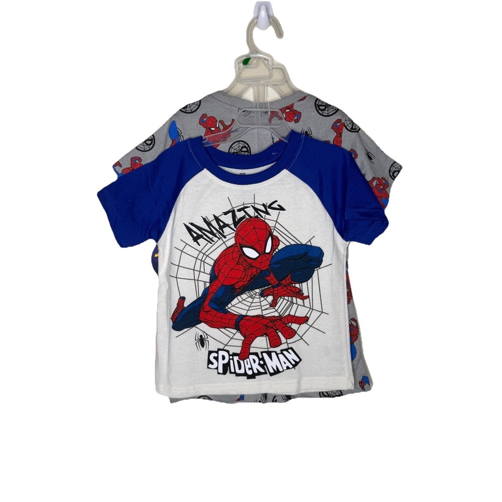 Marvel Spider-Man Boys 3pc Outfit Set 2 Graphic Tee Shirts + Shorts Size 5